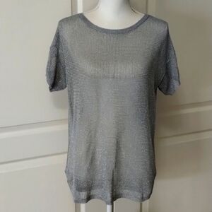MICHAEL Michel Kors women's medium silver mesh short sleeve top